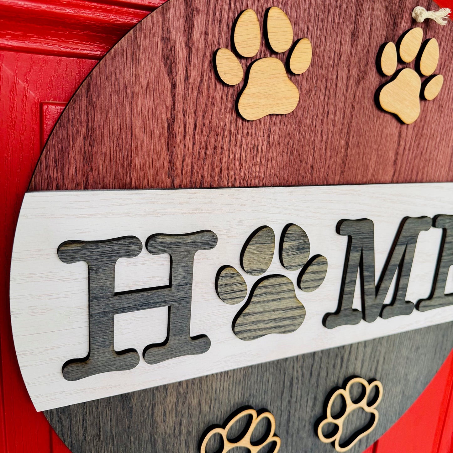 Pawprint HOME 19" Round Door Sign - Glowforge