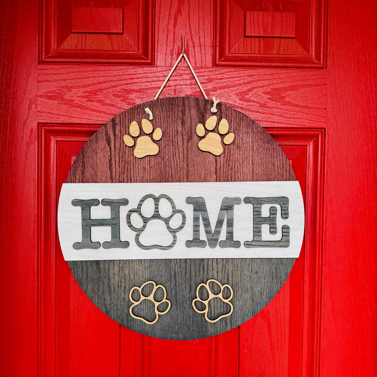 Pawprint HOME 19" Round Door Sign - Glowforge