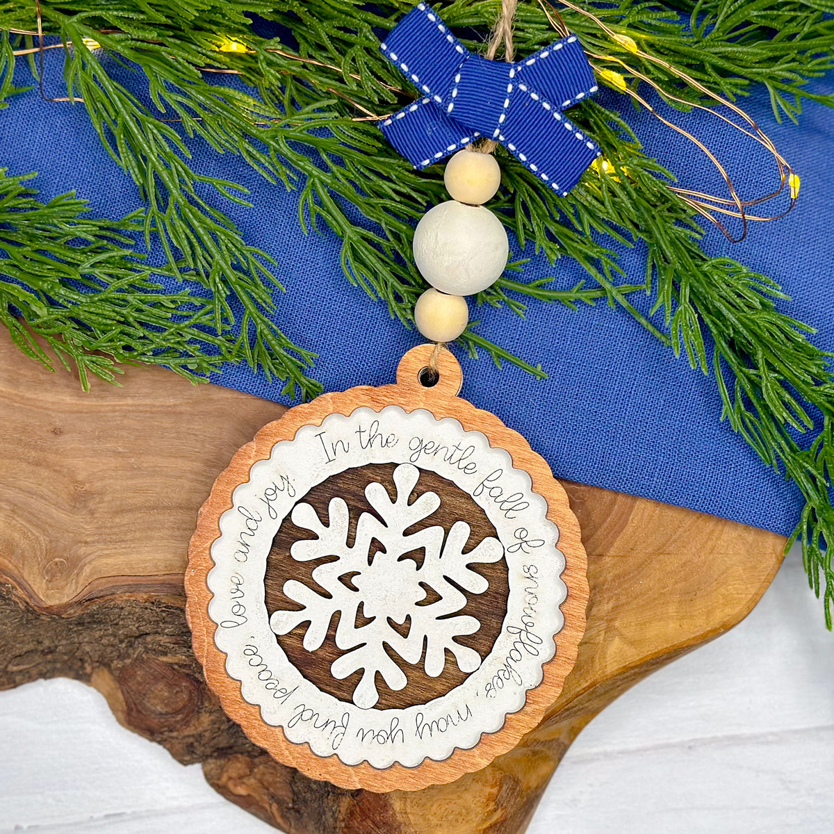 Peace & Joy Snowflake Ornament  Glowforge