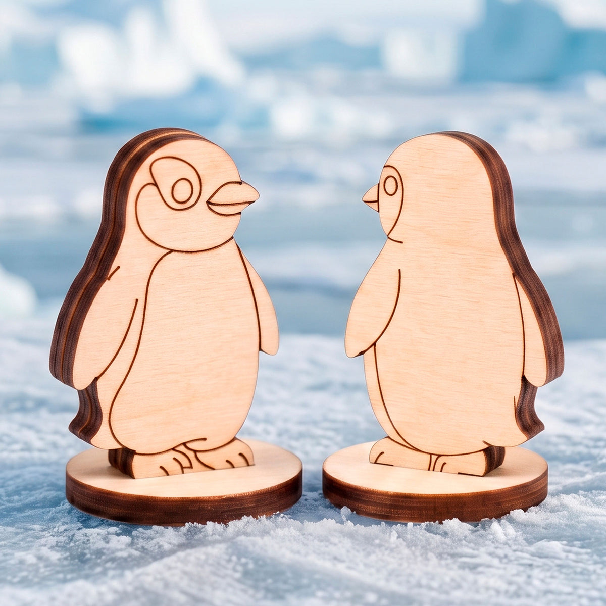 Penguin Toy - Wooden Polar Animal Figure for Play, Crafts & Painting -  Glowforge