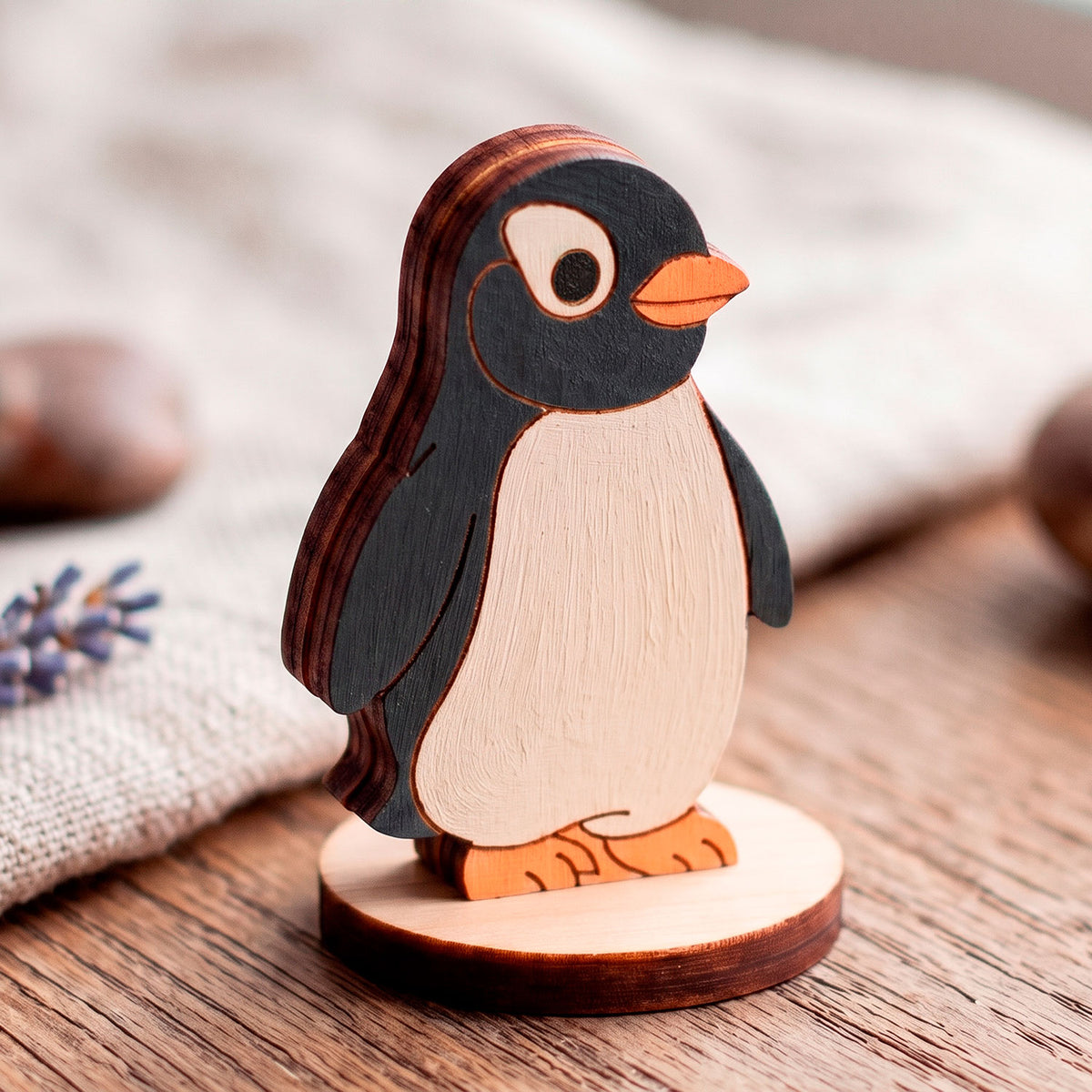 Penguin Toy - Wooden Polar Animal Figure for Play, Crafts & Painting - Glowforge