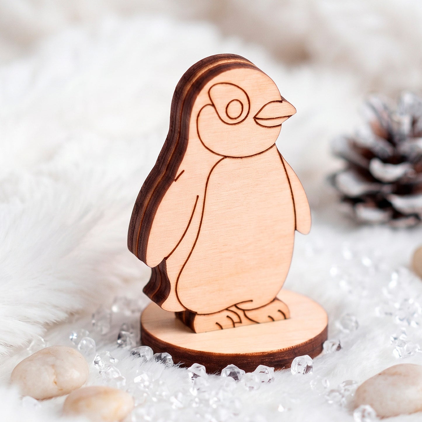 Penguin Toy - Wooden Polar Animal Figure for Play, Crafts & Painting - Glowforge