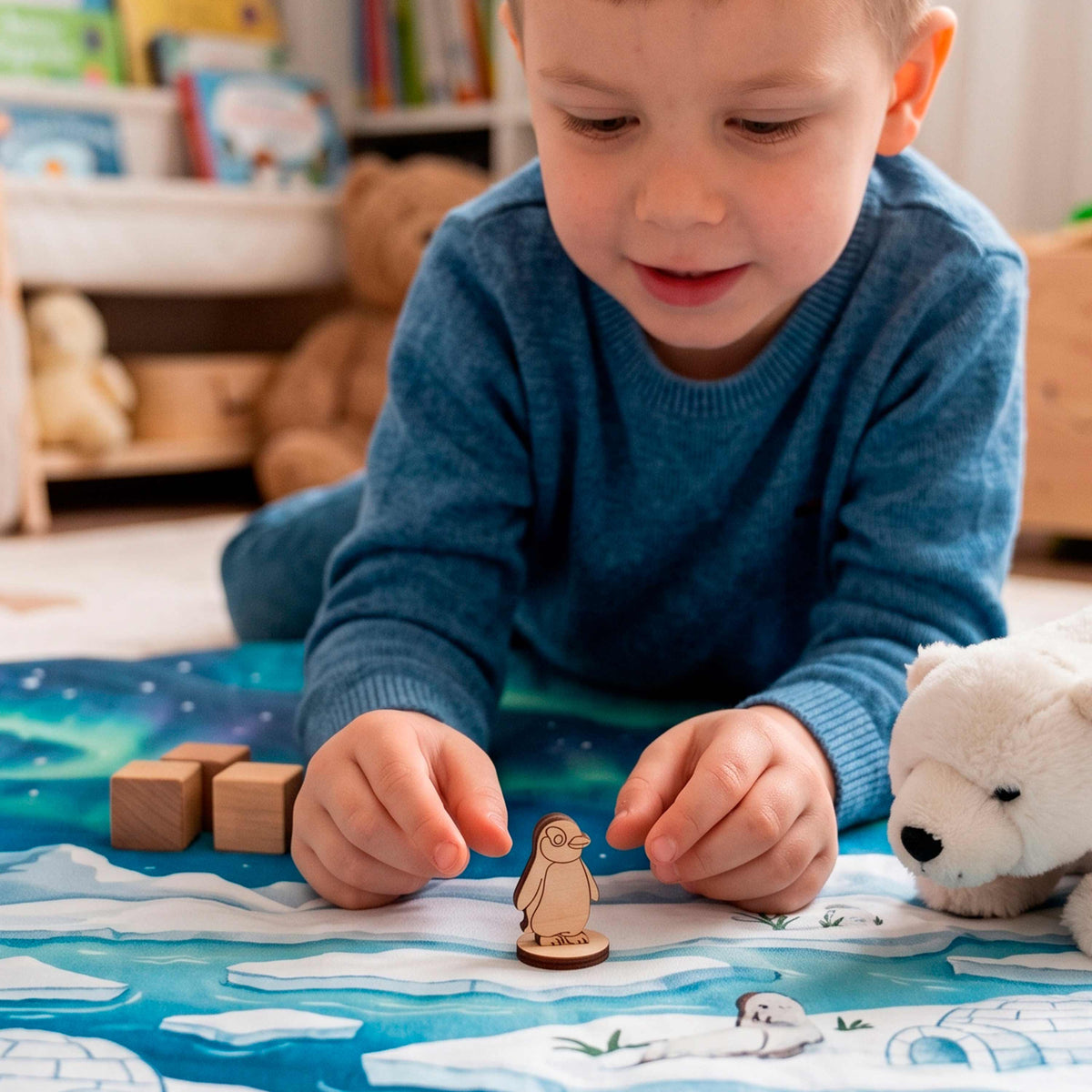Penguin Toy - Wooden Polar Animal Figure for Play, Crafts & Painting- Glowforge