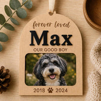 Personalizable Arched Pet Memorial Photo Ornament - Glowforge