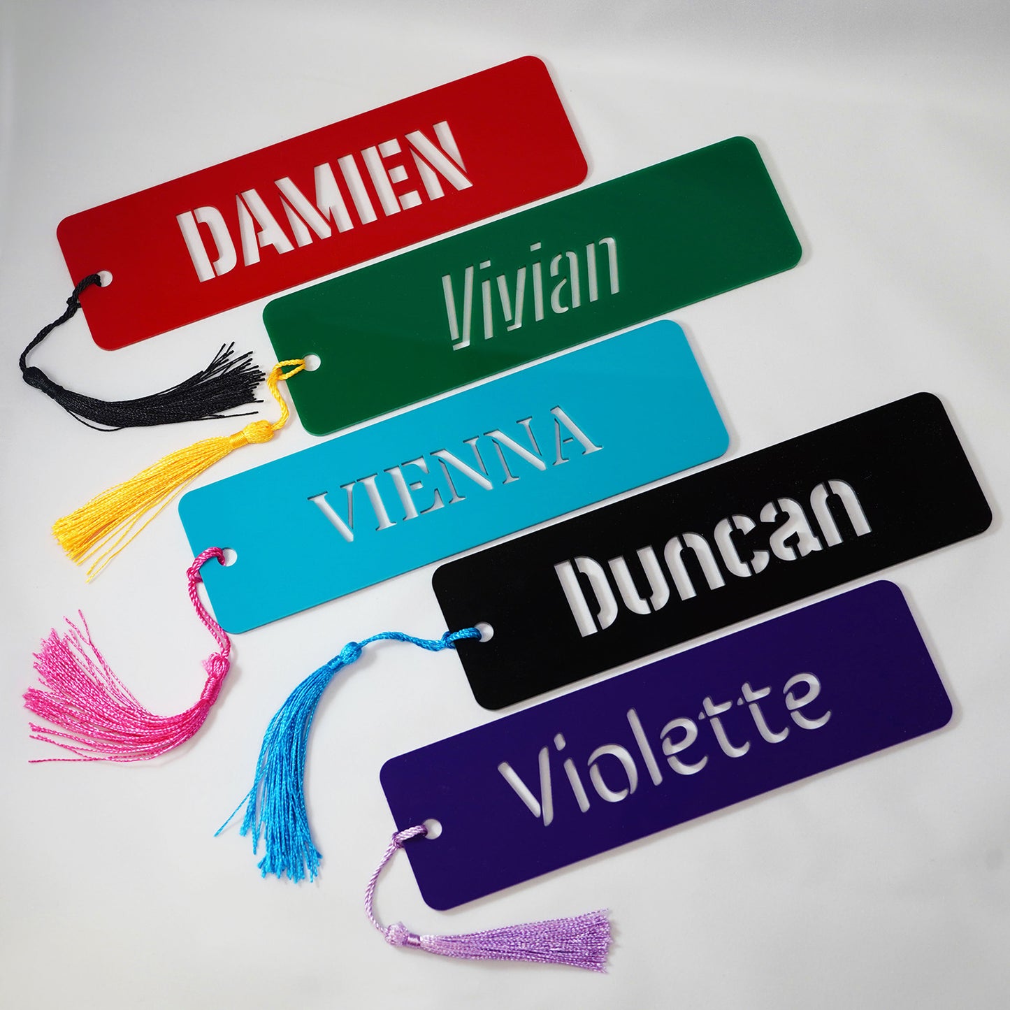 Personalizable Cutwork Name Bookmarks with Editable Text (Set of 5)