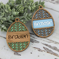 Personalizable Easter Basket Tags - Egg Tags with Modern Chevron Pattern (Set of 2) - Glowforge