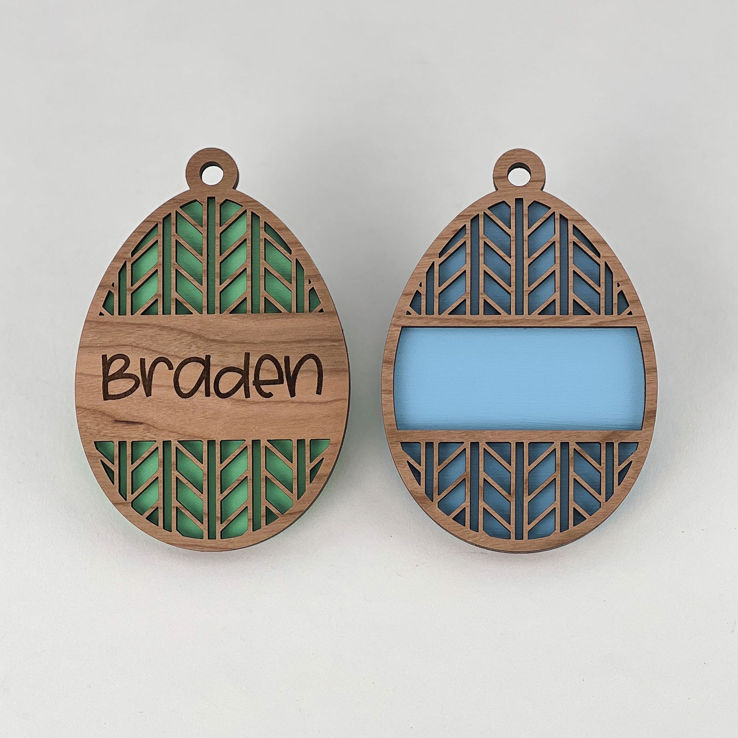 Personalizable Easter Basket Tags - Egg Tags with Modern Chevron Pattern (Set of 2) - Glowforge