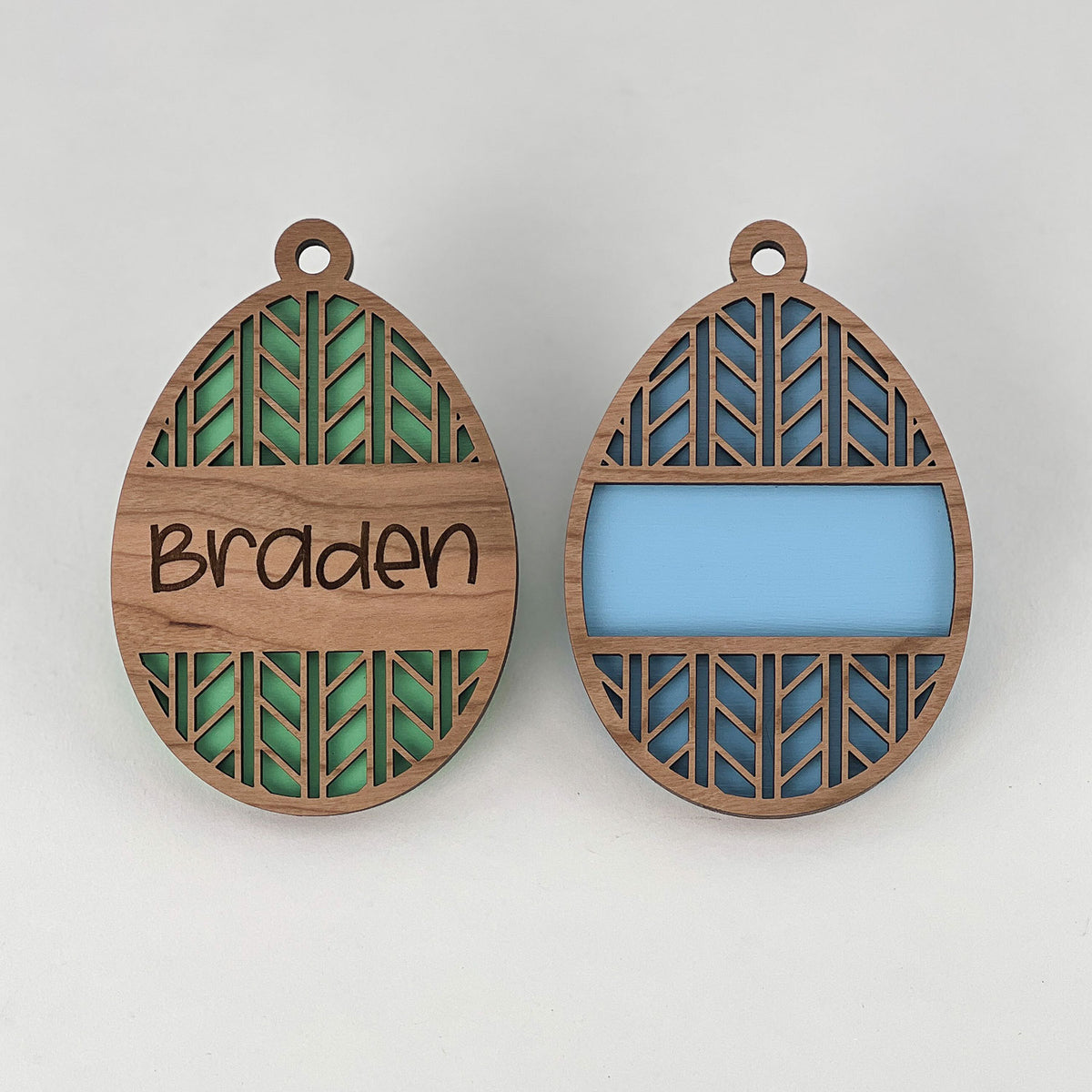 Personalizable Easter Basket Tags - Egg Tags with Modern Chevron Pattern (Set of 2) - Glowforge