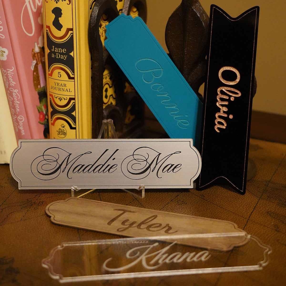 Personalizable Engraved Script Bookmarks with Elegant Editable Text (S ...