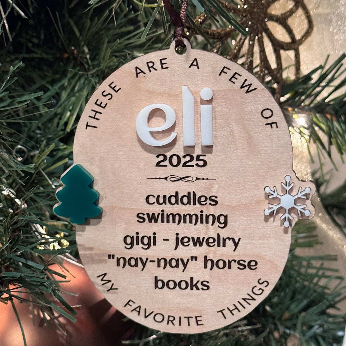 Personalizable Favorite Things Christmas Ornament (Set of 2) - Glowforge