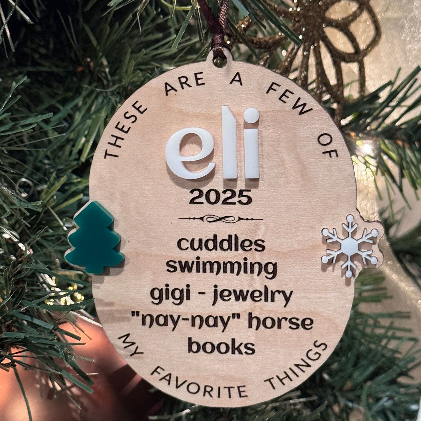 Personalizable Favorite Things Christmas Ornament (Set of 2) - Glowforge