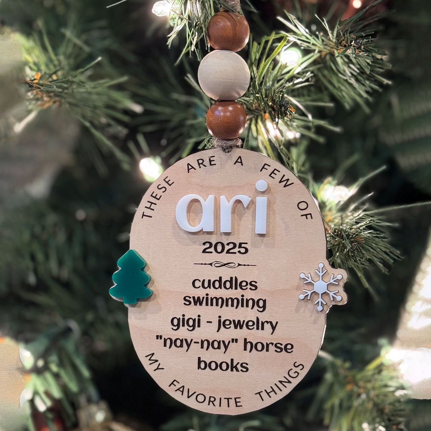Personalizable Favorite Things Christmas Ornament (Set of 2) - Glowforge