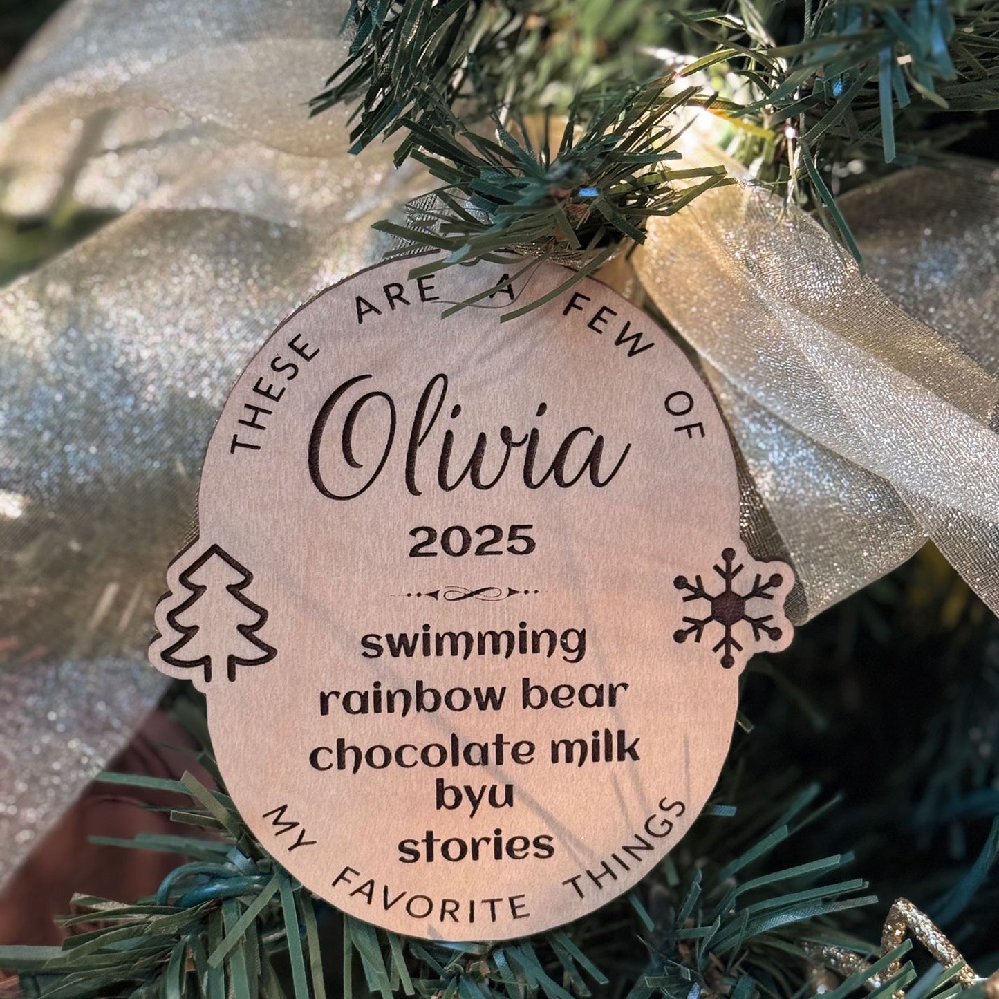 Personalizable Favorite Things Christmas Ornament (Set of 2) - Glowforge