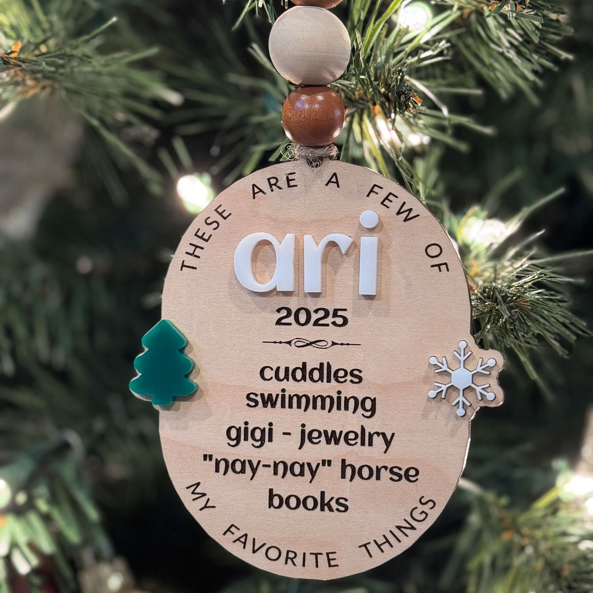 Personalizable Favorite Things Christmas Ornament (Set of 2) - Glowforge