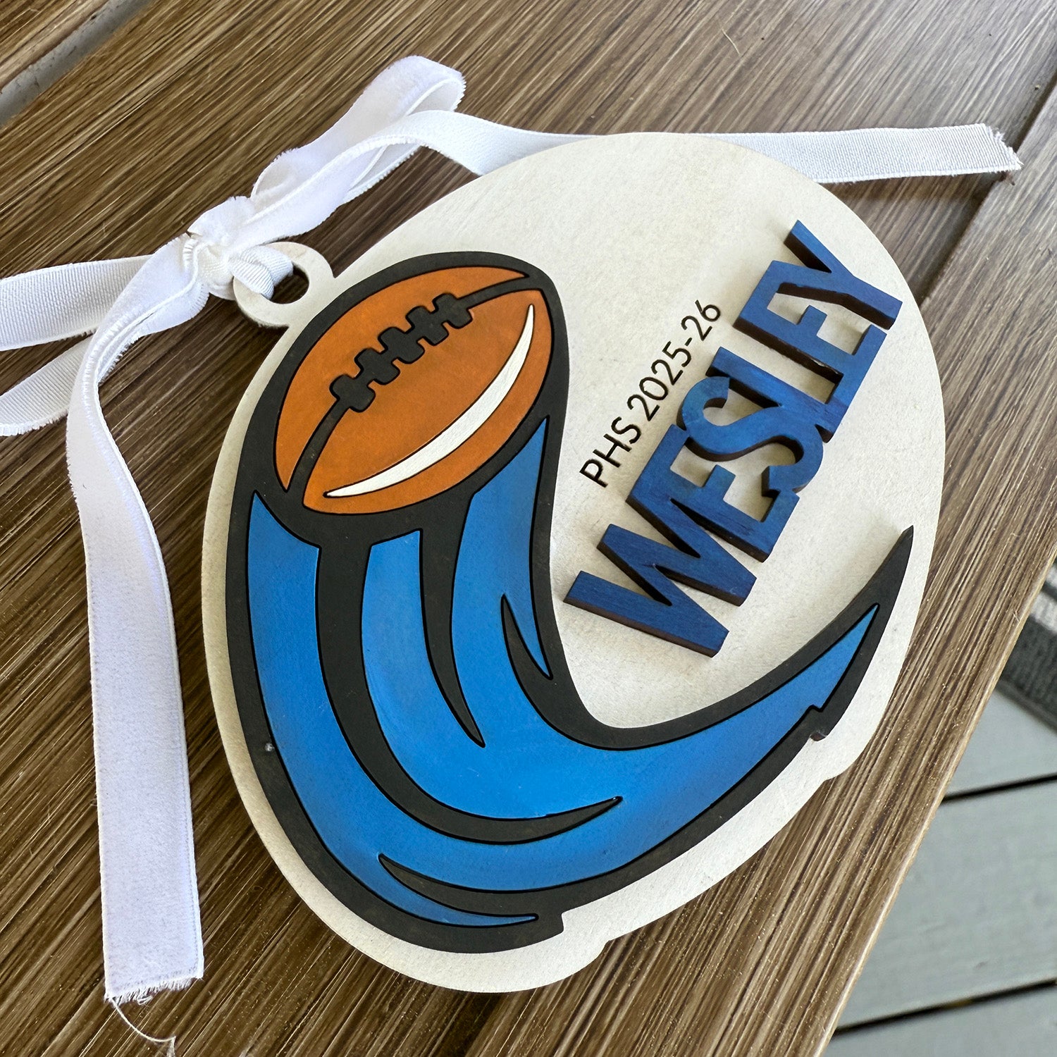 Flying Tag Text Personalizable Flying Football Tag – Glowforge Shop