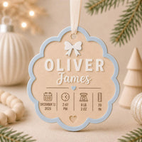 Personalizable Scalloped Birth Stats Ornament - Glowforge