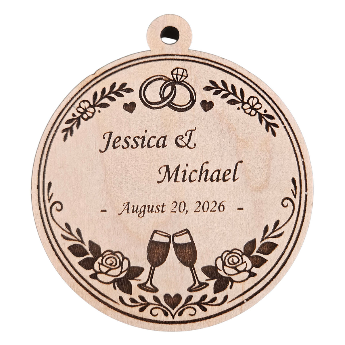 Personalizable Wedding Christmas Ornament - Glowforge