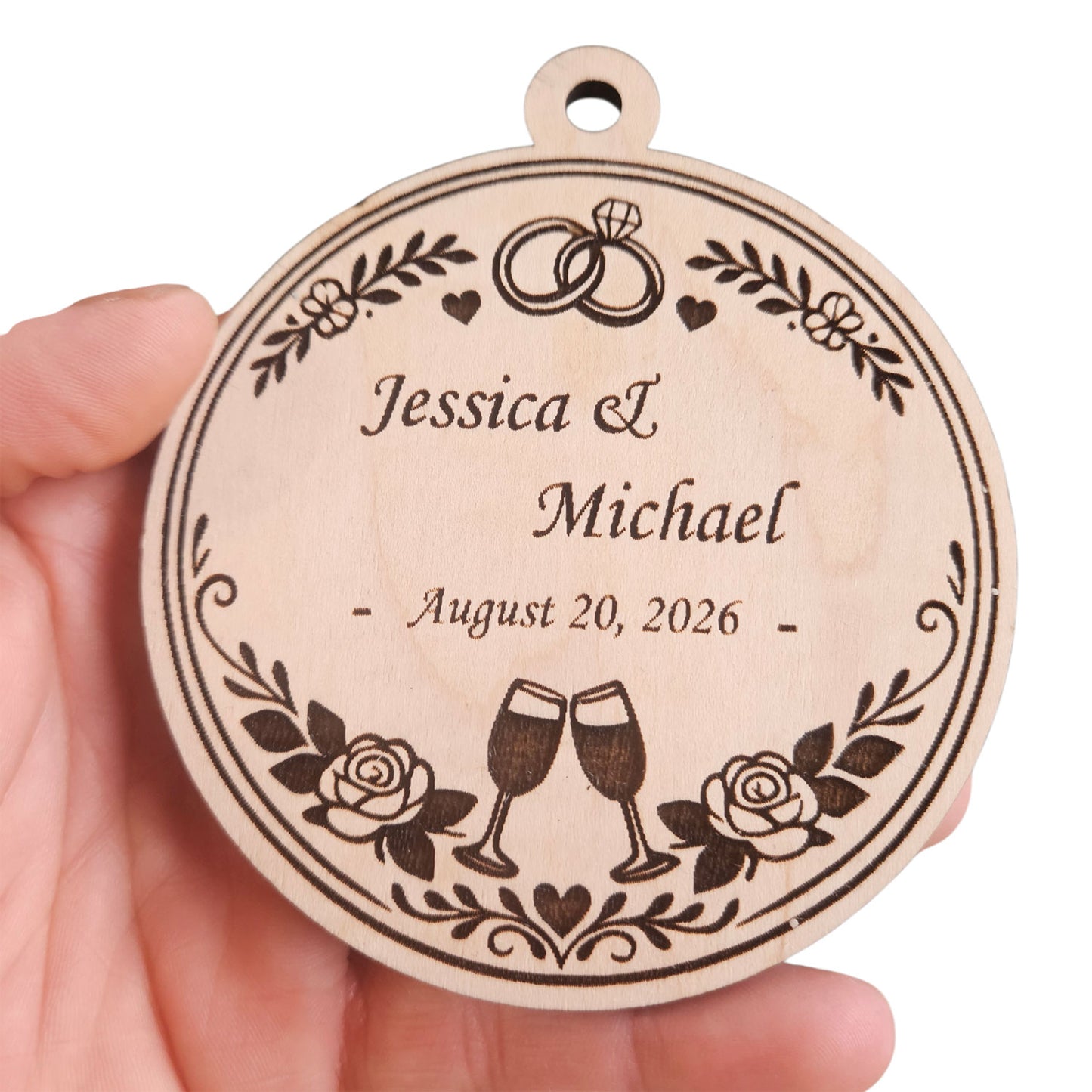 Personalizable Wedding Christmas Ornament - Glowforge