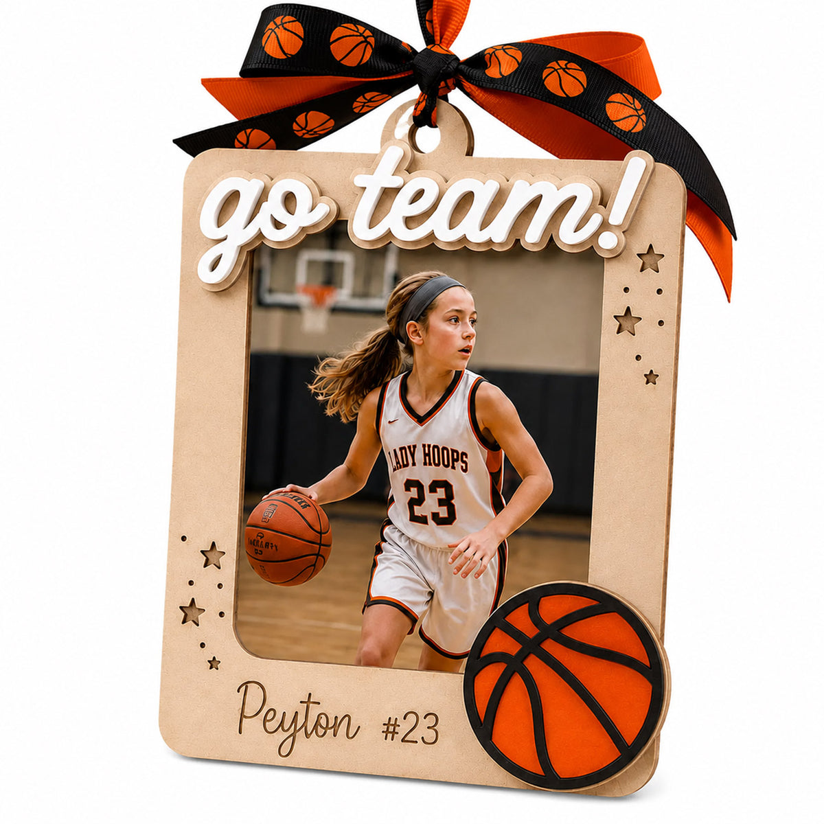 Personalized Basketball Photo Frame Ornament - Glowforge