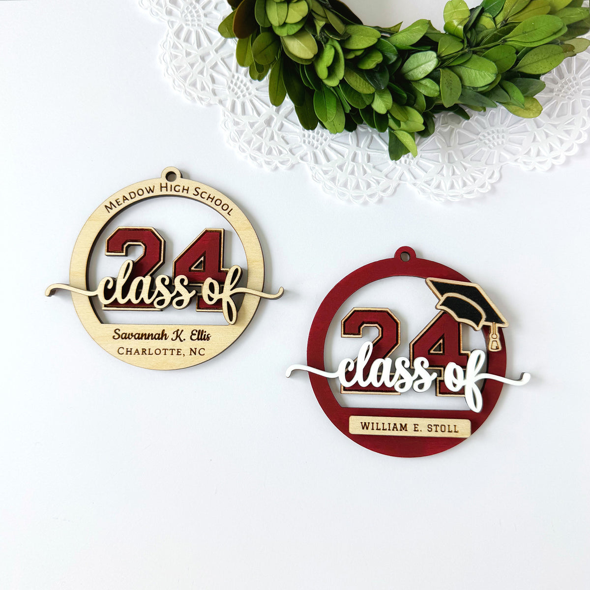 Personalized Class of 2024 Graduation Ornament and Gift Tag (Set of 2)