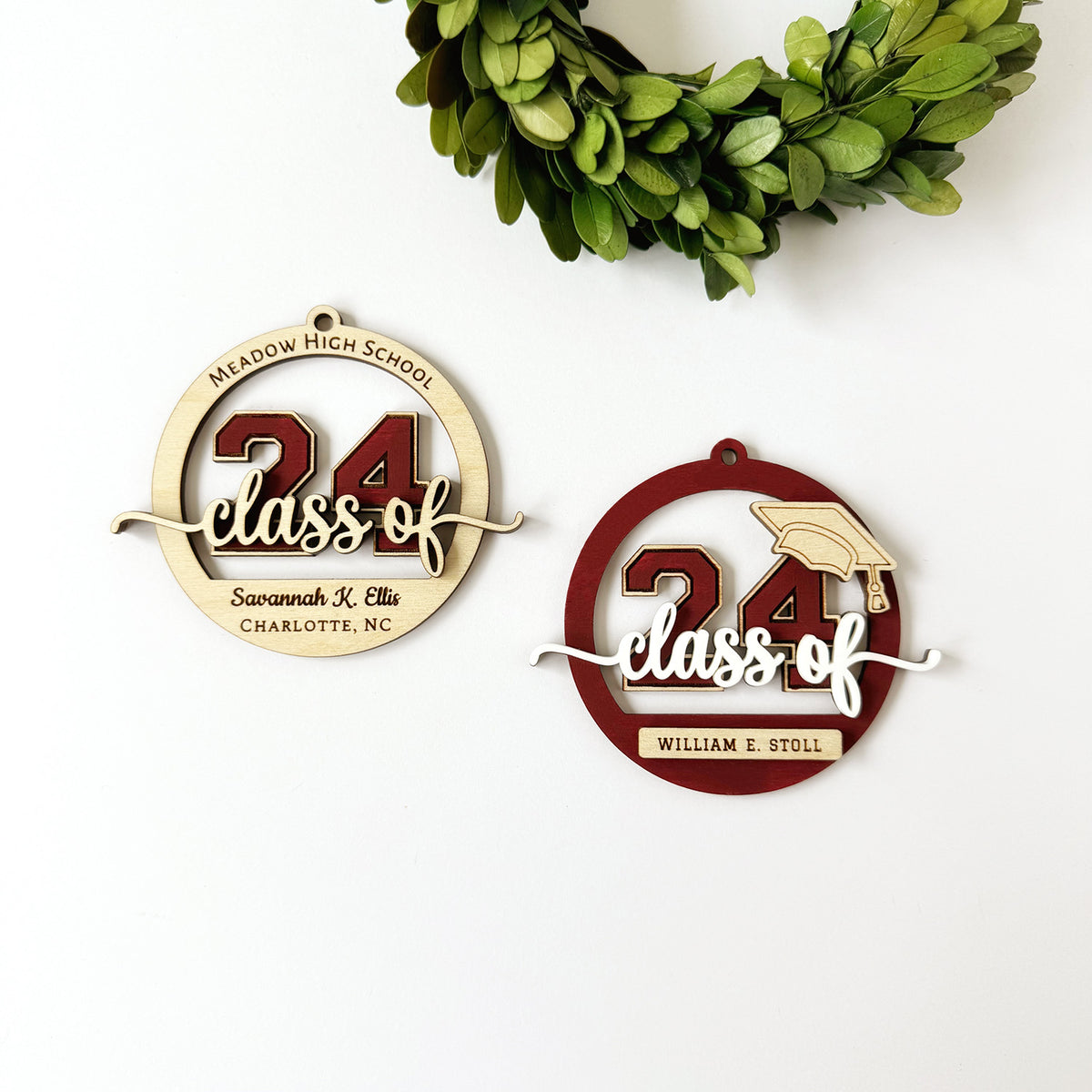 Personalized Class of 2024 Graduation Ornament and Gift Tag (Set of 2)