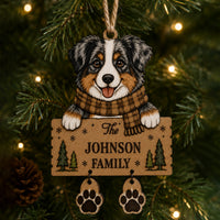 Personalized Dog Family Ornament with Dangling Paws - Australian Shepherd - Glowforge