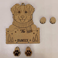 Personalized Dog Family Ornament with Dangling Paws - Australian Shepherd - Glowforge