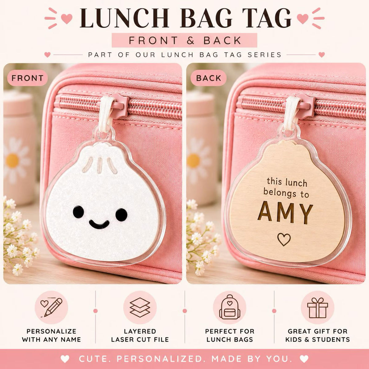 Personalized Dumpling Lunch Bag Tag - Glowforge