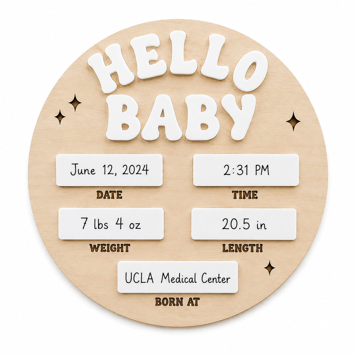 Personalized Hello Baby Birth Stats Sign - Glowforge
