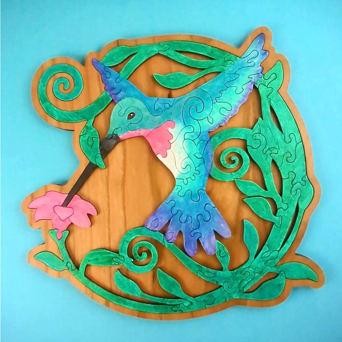 Personalized Hummingbird Wooden Jigsaw Puzzle with Tray - Glowforge