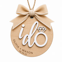 Personalized I Do Wedding Ornament with Layered Acrylic Script - Glowforge