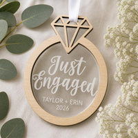 Personalized Just Engaged Ring Ornament with Acrylic - Glowforge