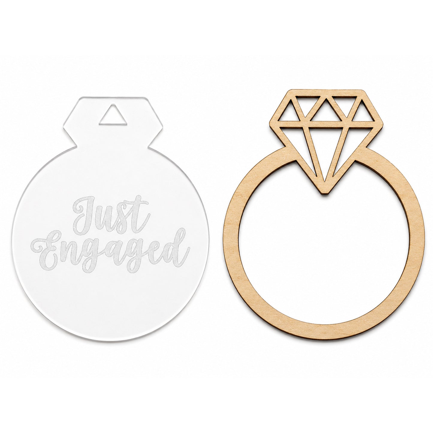 Personalized Just Engaged Ring Ornament with Acrylic - Glowforge