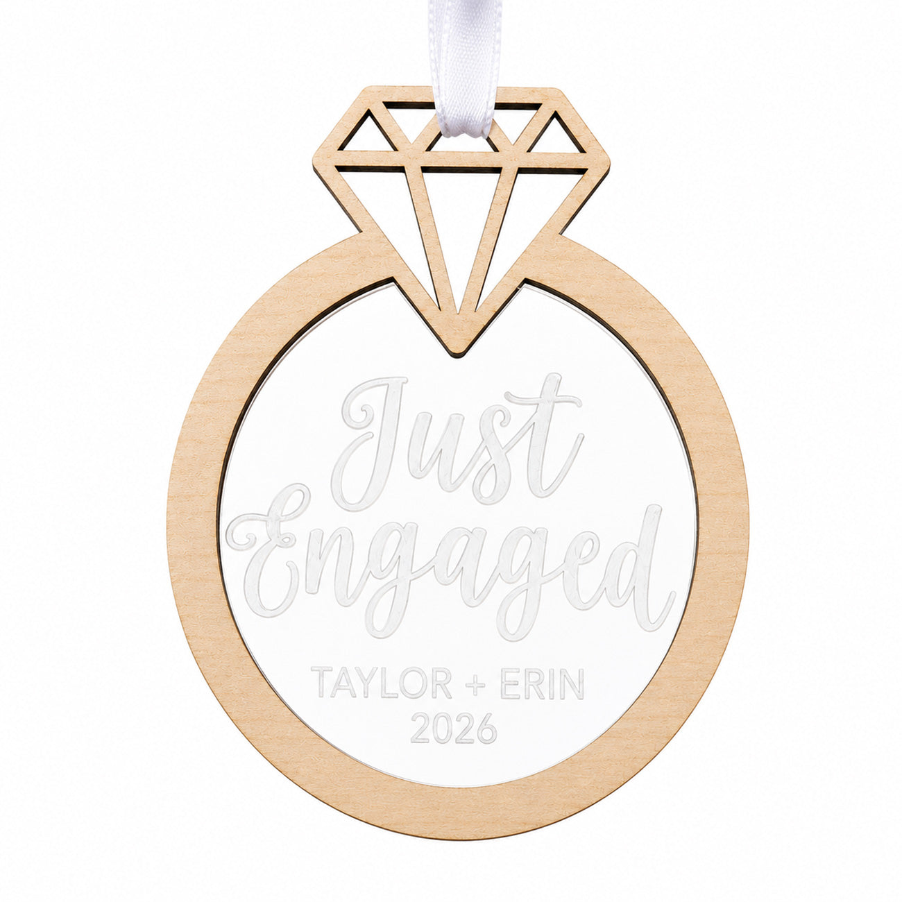 Personalized Just Engaged Ring Ornament with Acrylic - Glowforge