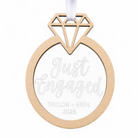 Personalized Just Engaged Ring Ornament with Acrylic - Glowforge