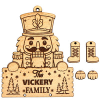 Personalized Nutcracker Family Christmas Ornament with Dangling Boots - Glowforge