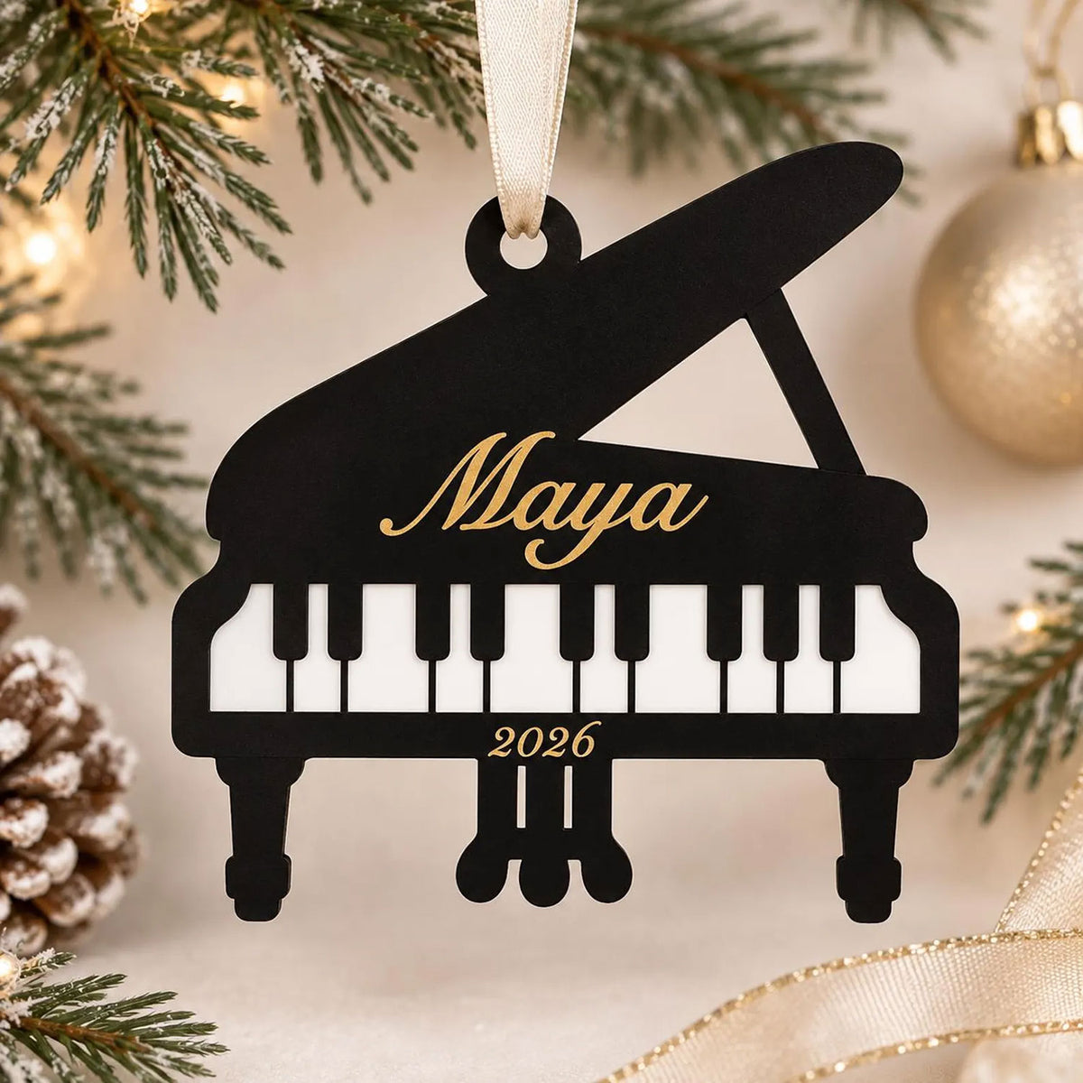 Personalized Piano Ornament - Customizable Name Music Ornament - Glowforge