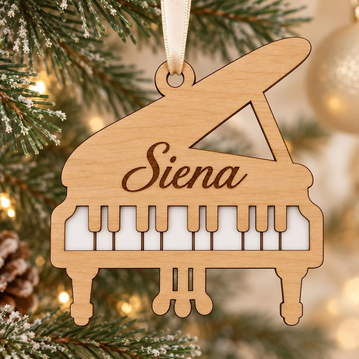 Personalized Piano Ornament - Customizable Name Music Ornament - Glowforge