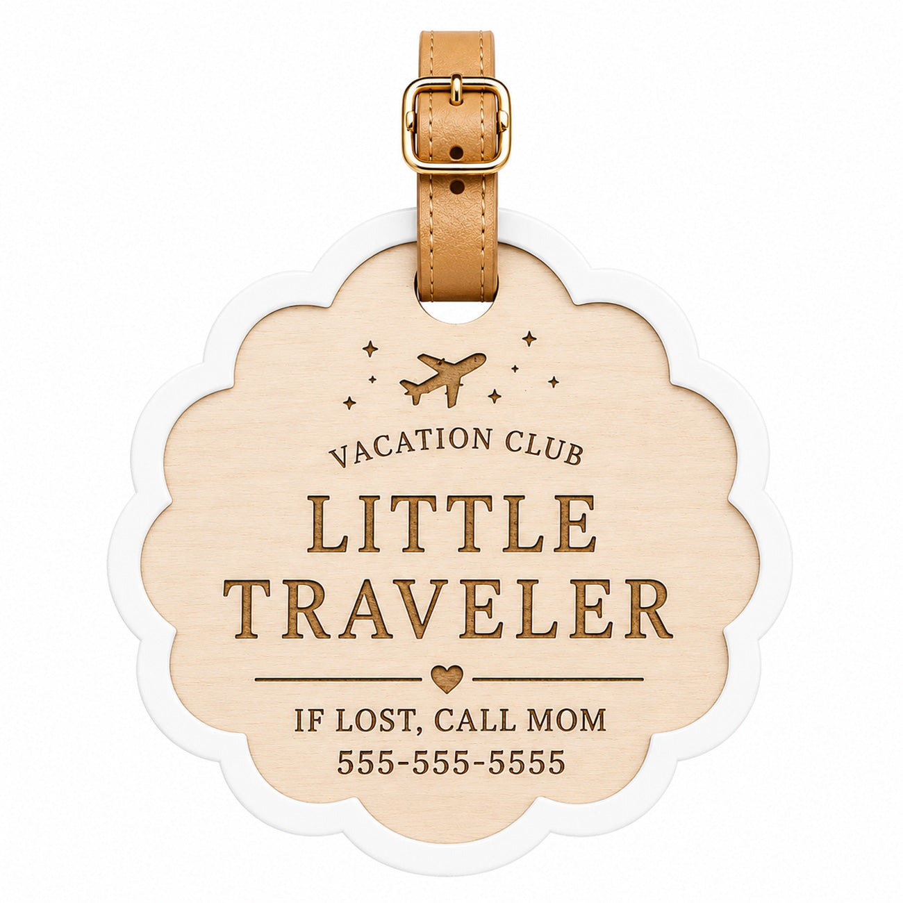 Personalized Scalloped Luggage Tag with Contact Information - Glowforge