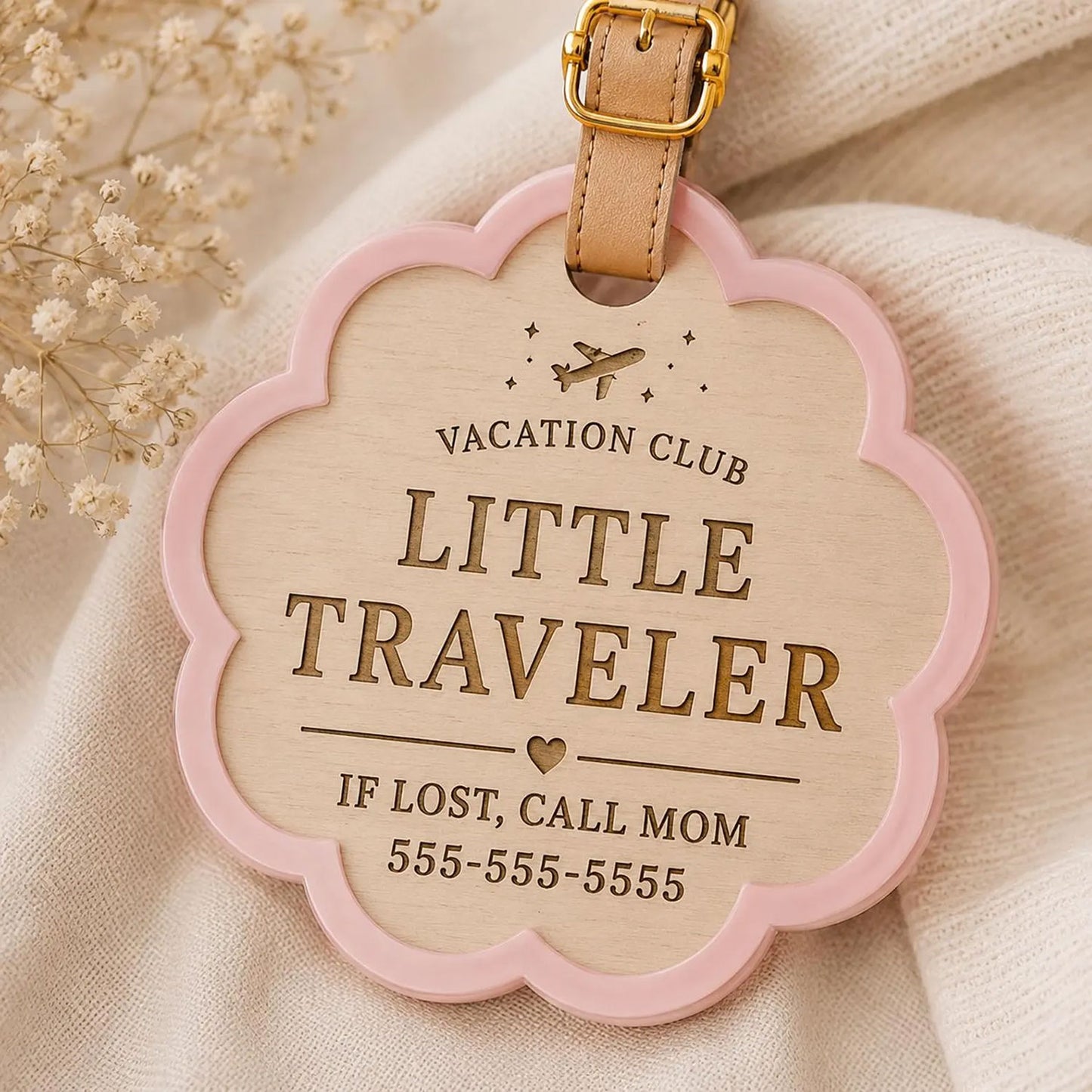 Personalized Scalloped Luggage Tag with Contact Information  - Glowforge
