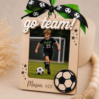 Personalized Soccer Photo Frame Ornament - Glowforge