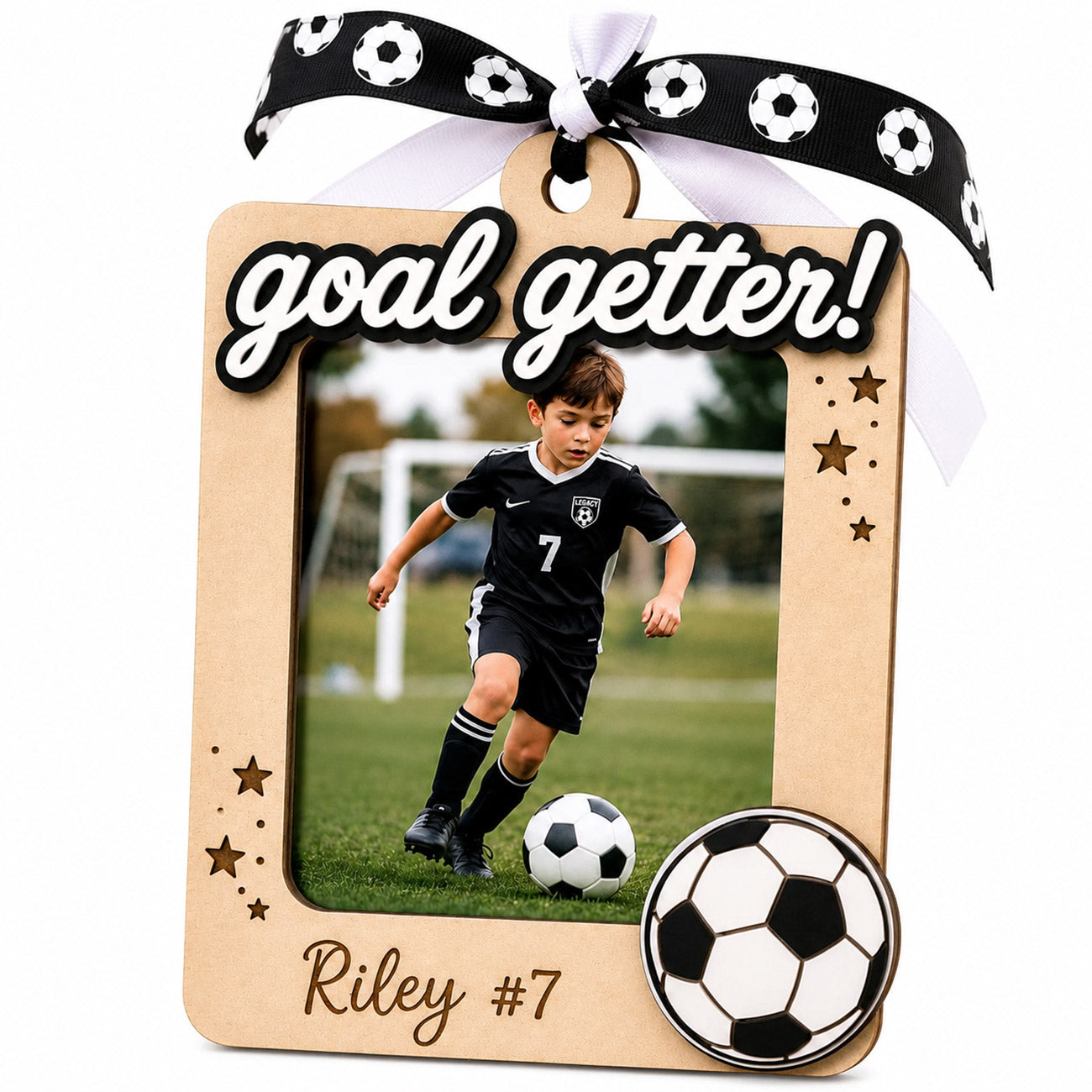 Personalized Soccer Photo Frame Ornament - Glowforge