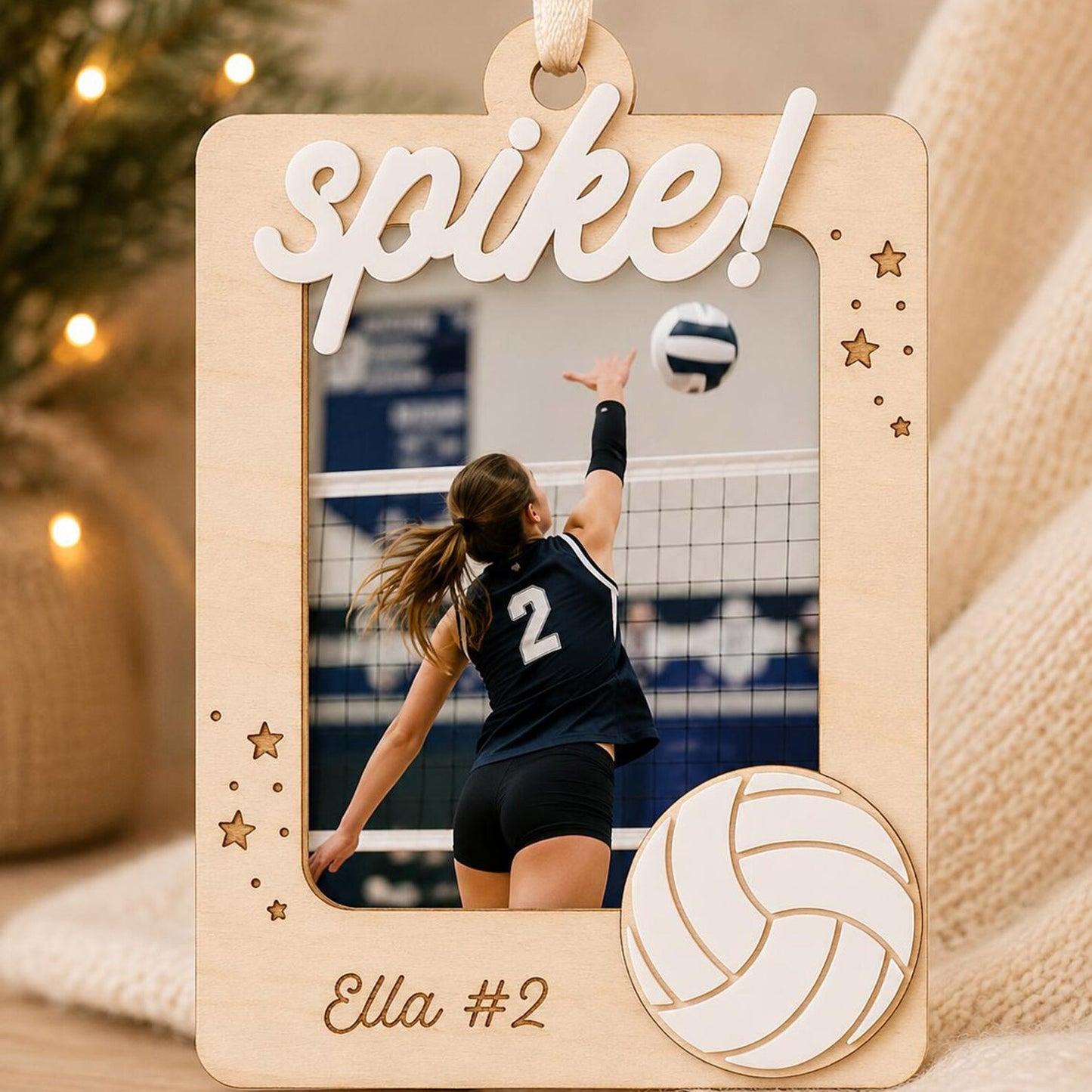 Personalized Volleyball Photo Frame Ornament - Glowforge