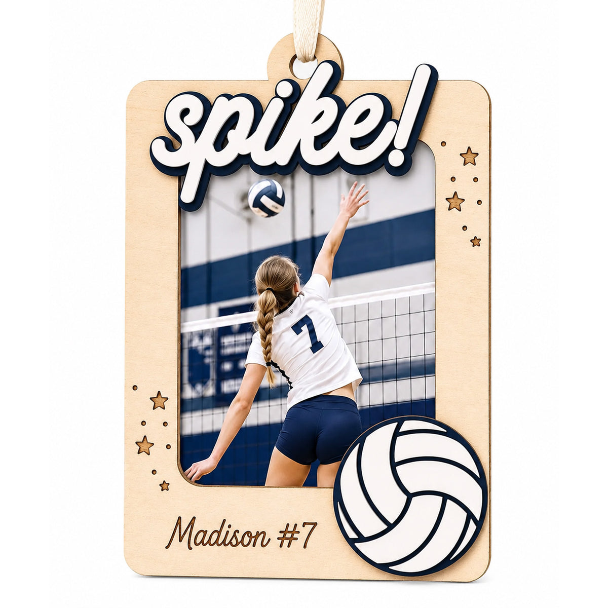 Personalized Volleyball Photo Frame Ornament - Glowforge