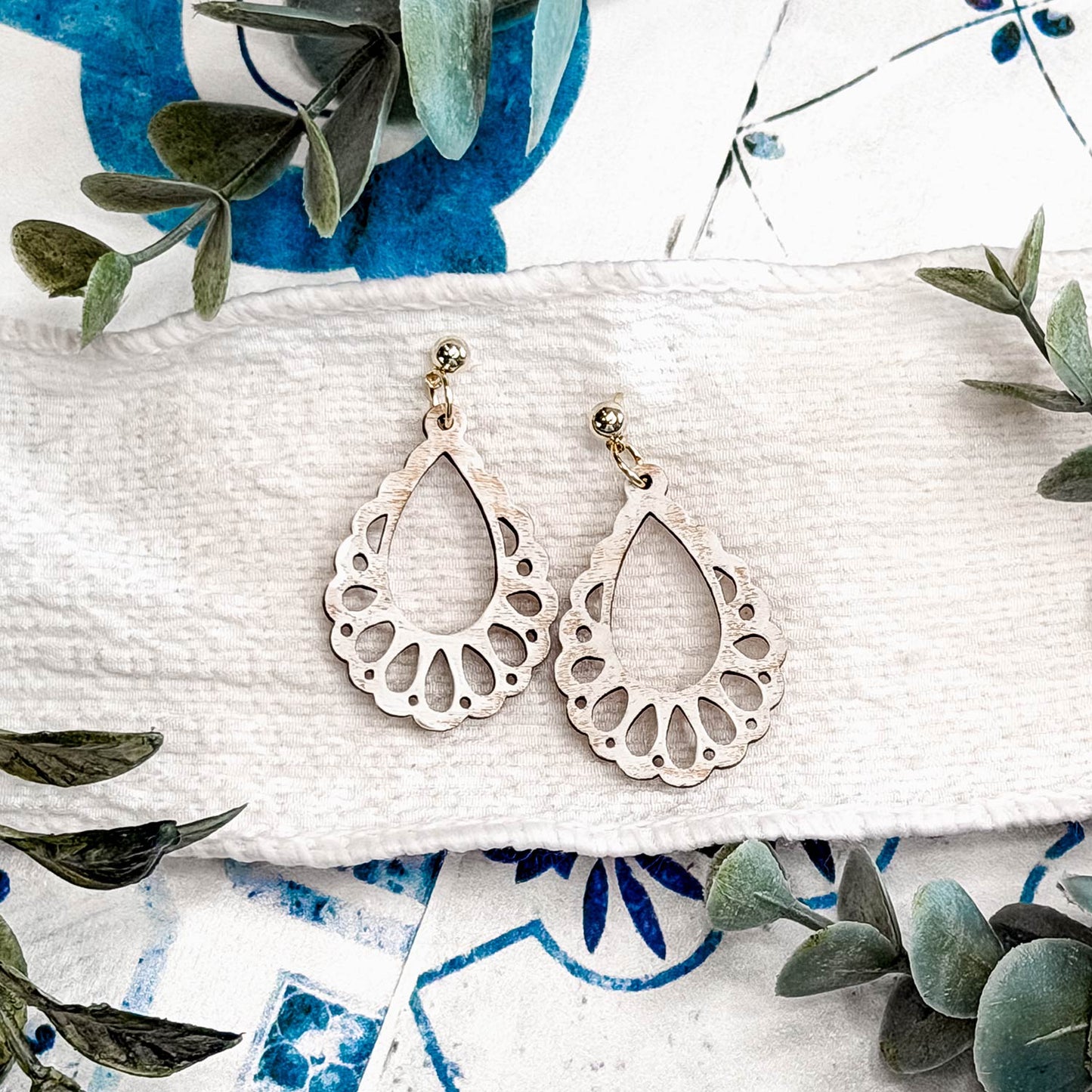 Petal Cutout Teardrop Earrings - Glowforge