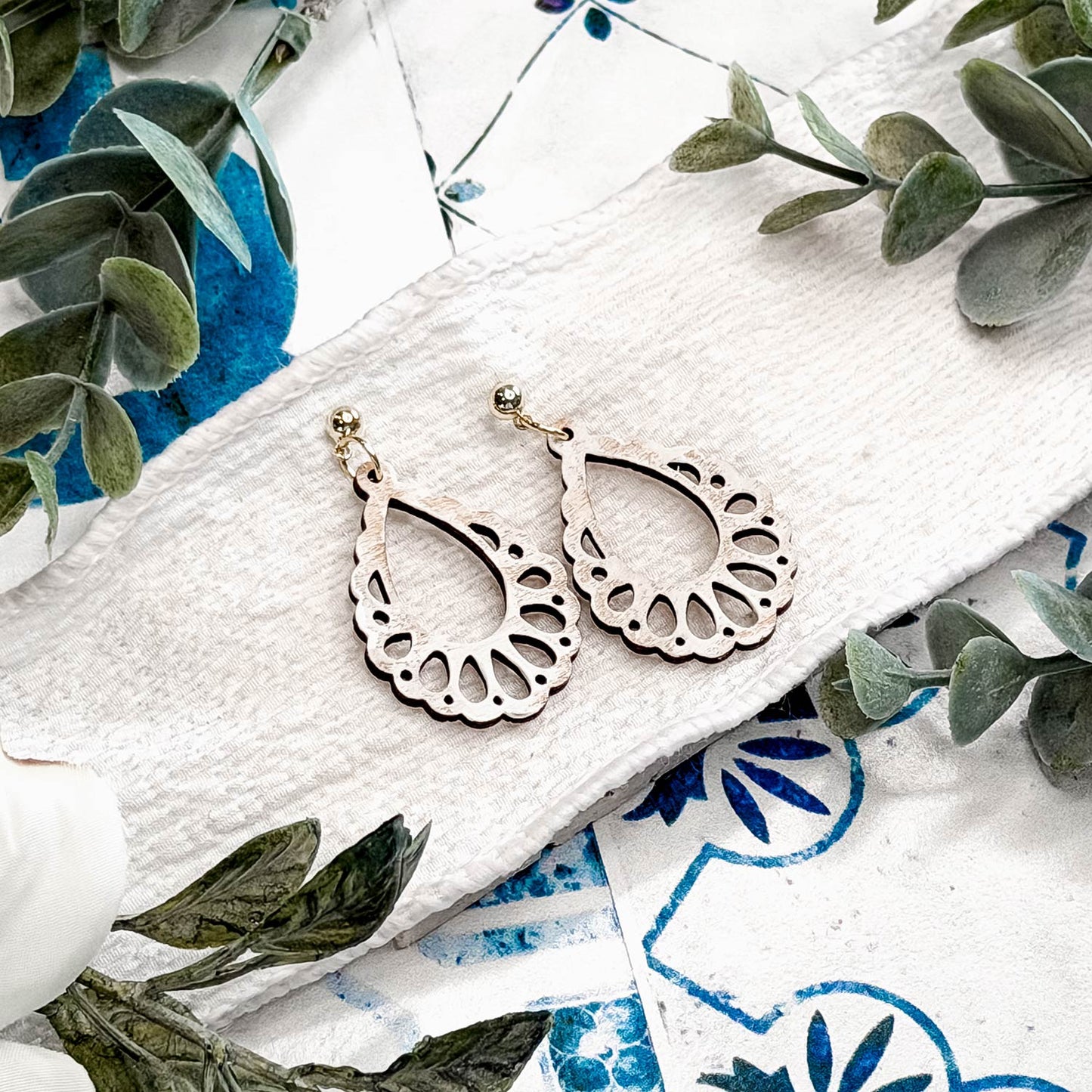 Petal Cutout Teardrop Earrings - Glowforge