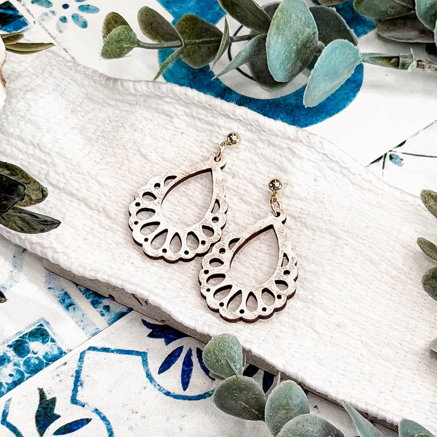 Petal Cutout Teardrop Earrings - Glowforge