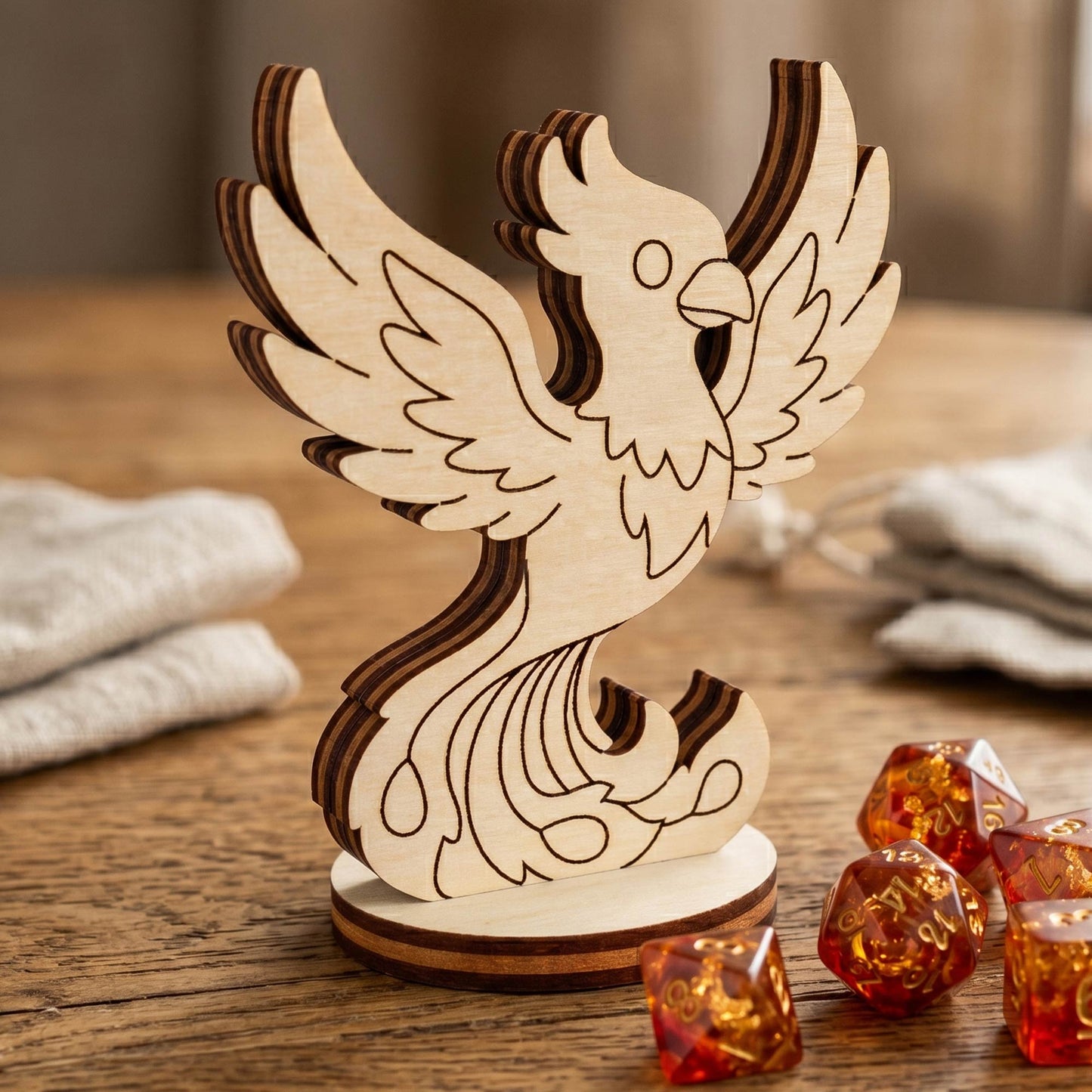 Phoenix Bird - Mythical Rebirth Flame Creature Tabletop Miniature - Glowforge
