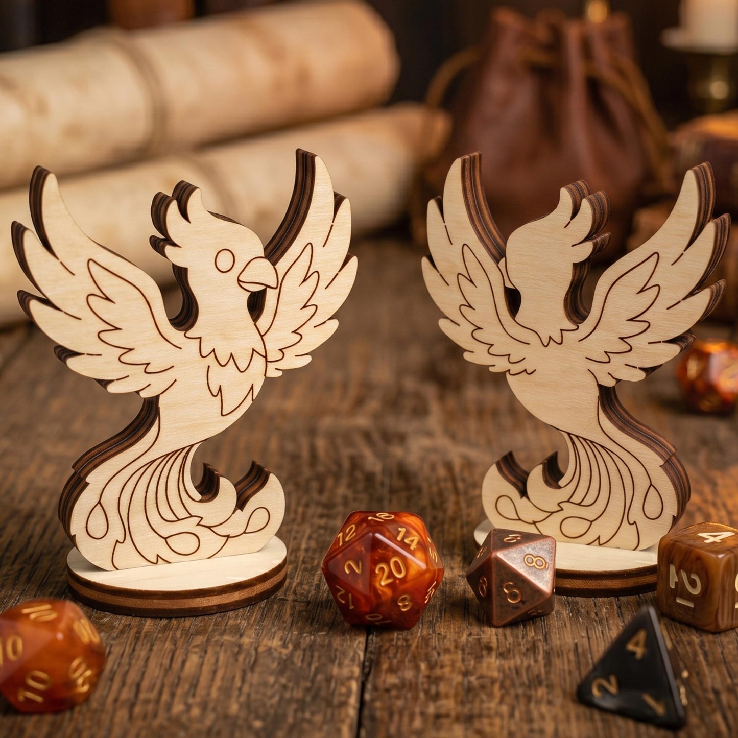Phoenix Bird - Mythical Rebirth Flame Creature Tabletop Miniature - Glowforge