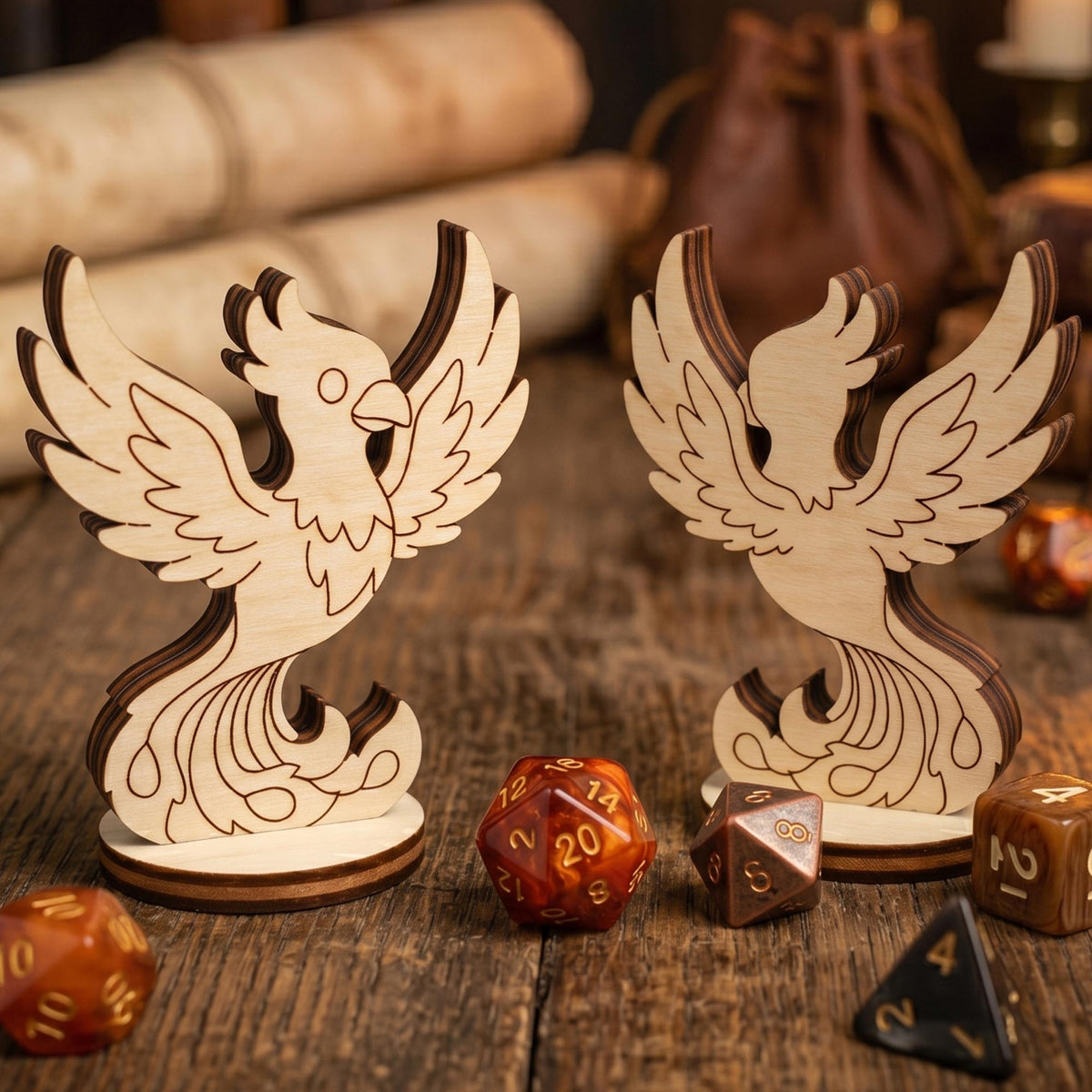 Phoenix Bird - Mythical Rebirth Flame Creature Tabletop Miniature - Glowforge